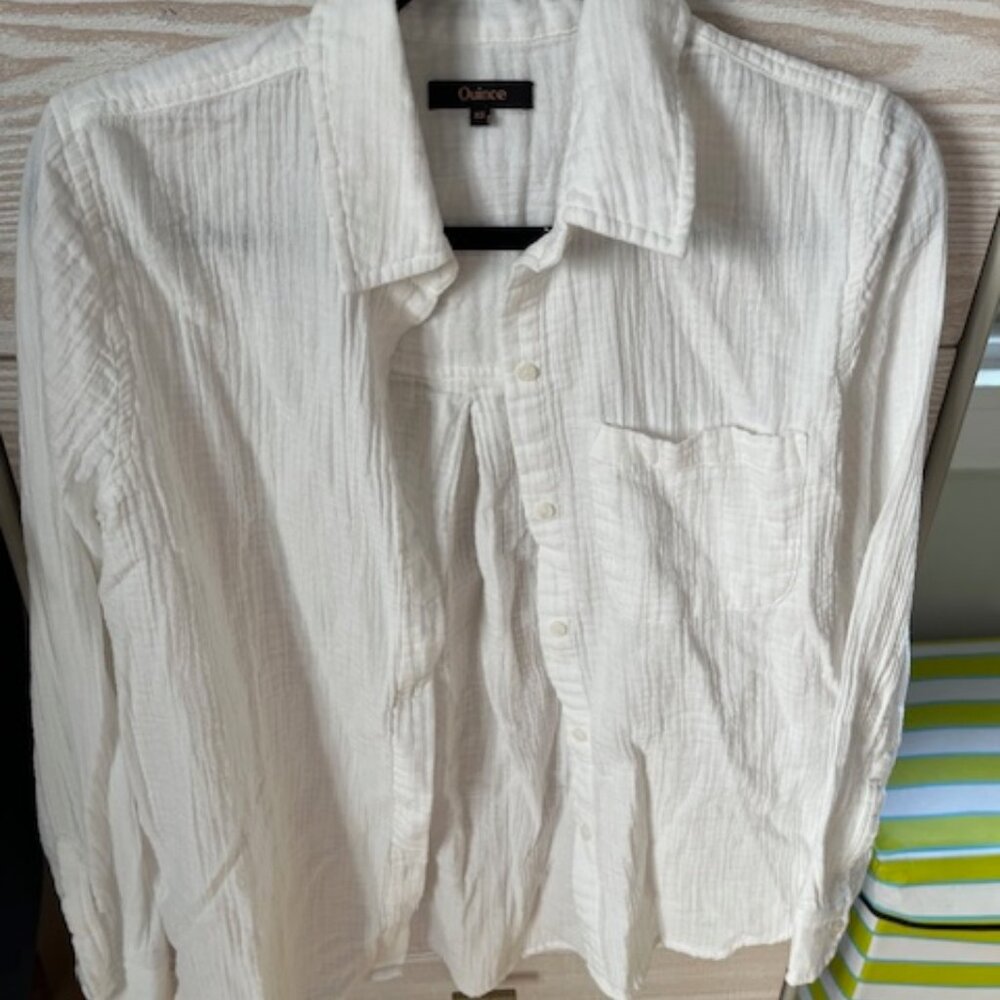 Quince white gauze shirt, XS, excellent condition